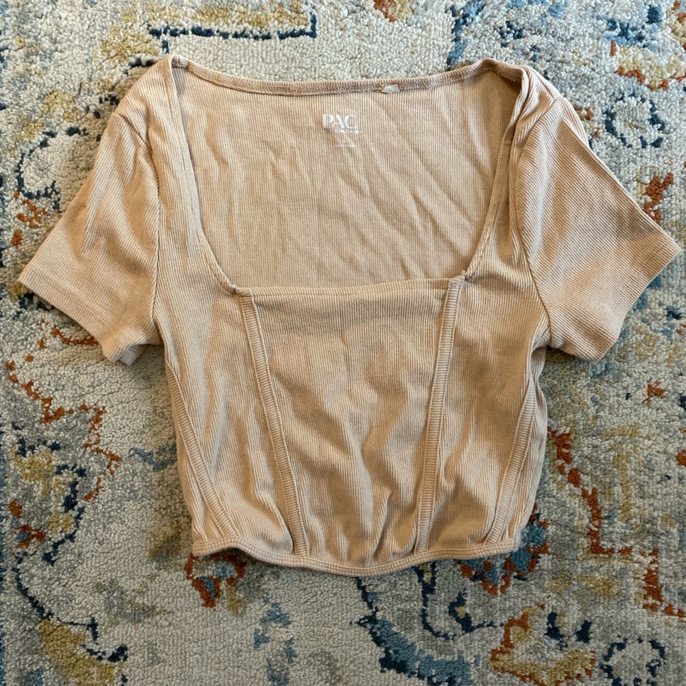 Women's Tan Ribbed Top